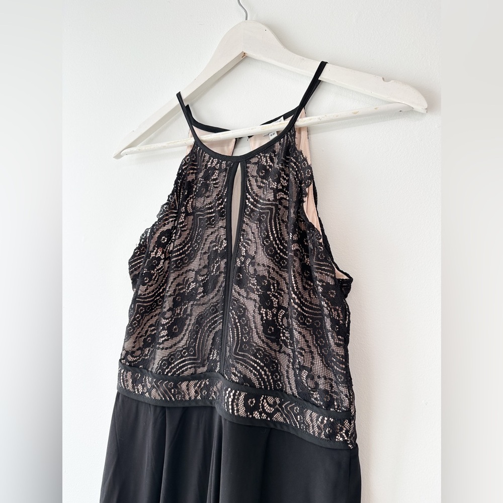 Lace Halter Jumpsuit - Black Straight Leg Lightweight- “Kismet” Size Medium - Picture 2 of 9
